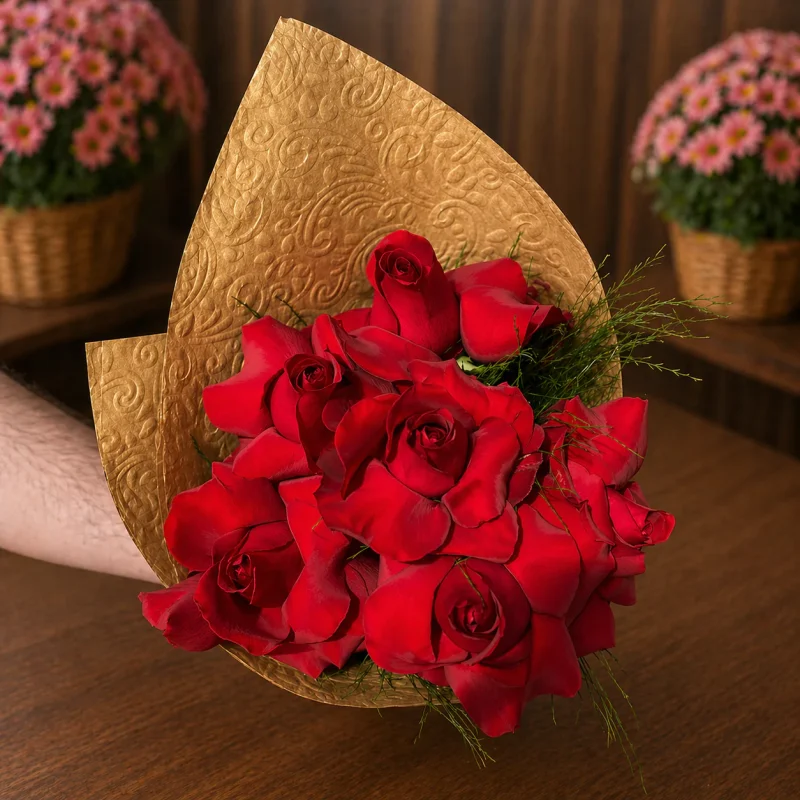 BUQUÊ COM 06 ROSAS VERMELHAS NO CRAFT