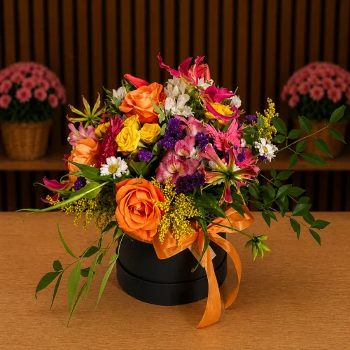 BOX COM MIX DE FLORES COLORIDAS