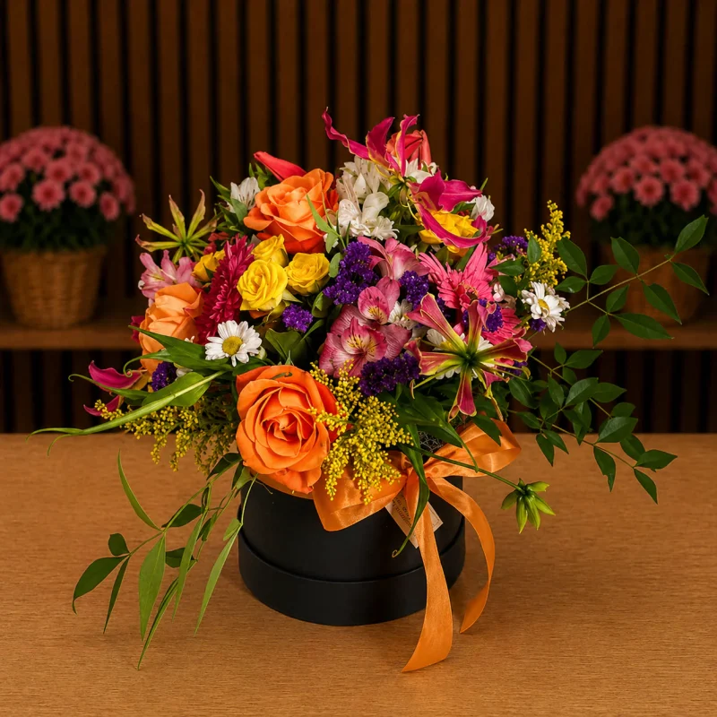 BOX COM MIX DE FLORES COLORIDAS